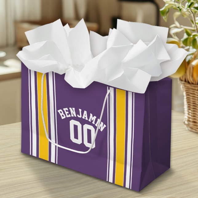 Lila Gult Jersey Rand Anpassat namn (Custom Gift Bag)