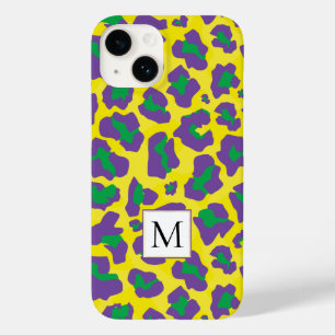 Lila, gult, leopardjur och monogram
