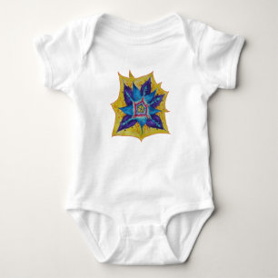 Lila Gult Mandala Baby Jersey Bodydräkt, Vit T Shirt