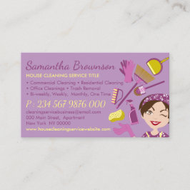 Lila Gult Note Side Janitorial Dam Städning Visitkort