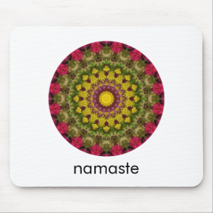 Lila, Gult och Grönt Mandala Art Namaste Musmatta
