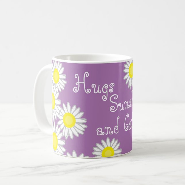 Lila Gult och Vit Daisy Cute Say Kaffemugg (Framsida vänster)