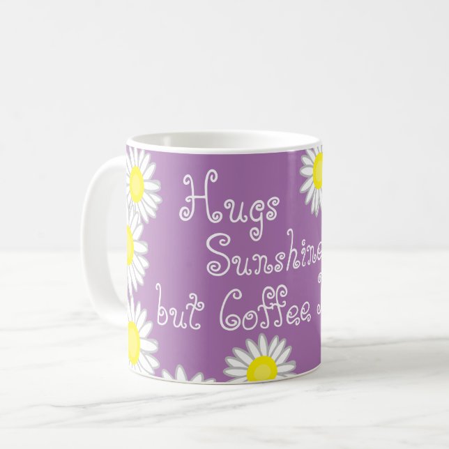 Lila Gult och Vit Daisy Roligt för sätning Kaffemugg (Framsida vänster)
