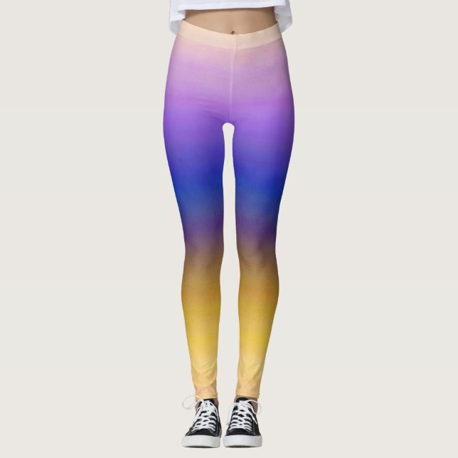 Lila Gult Ombre Leggings (Framsida)