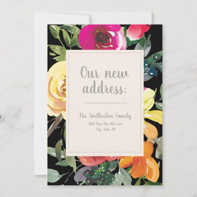 Lila Gult Orange Flowers Black Change Adress (Framsida)