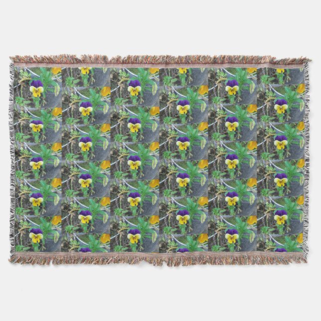 Lila & Gult Pansy Filt (Framsidan)