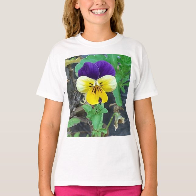 Lila & Gult Pansy T Shirt (Framsida)