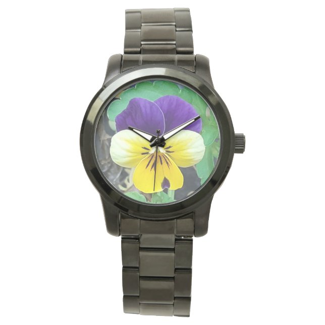 Lila & Gult Pansy Watch Armbandsur (Framsida)