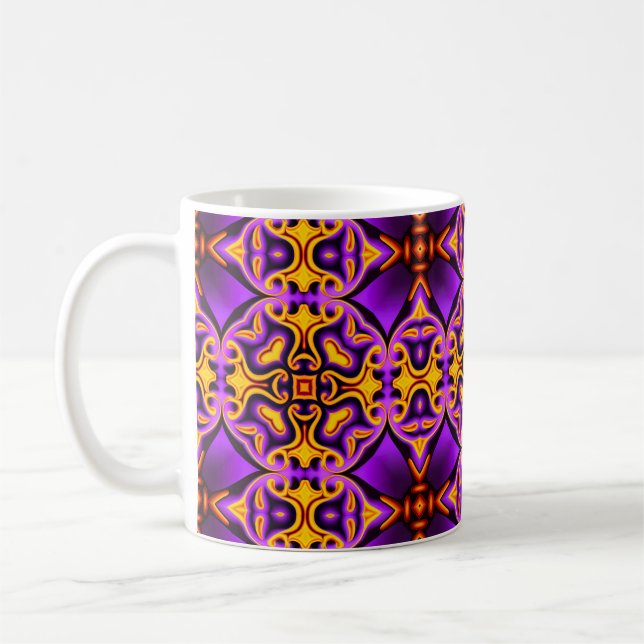 Lila Gult Patterned Coffee Mugg (Vänster)