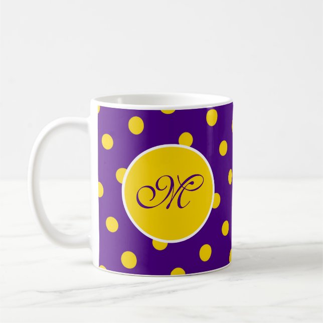 Lila Gult Polka punkt Första Roligtens Söt Anpassn Kaffemugg (Vänster)