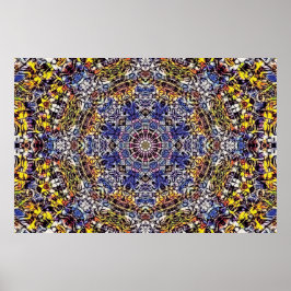 Lila & Gult Psychedelic Fractal Mandala Poster