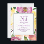 Lila Gult Rosa Vattenfärgad Blommigt 21:a födelsed Inbjudningar<br><div class="desc">Lila, gult och rosa blommigt för vattenfärg botaniska 21-årsfestbjudanden för kvinnor. Text och typsnitt är helt anpassade med Zazzles design verktyg, så utforma dina inbjudningar för vilken ålder som helst och precis som du vill ha dem. Kontakta oss om du vill ha hjälp med anpassning eller om du vill be...</div>