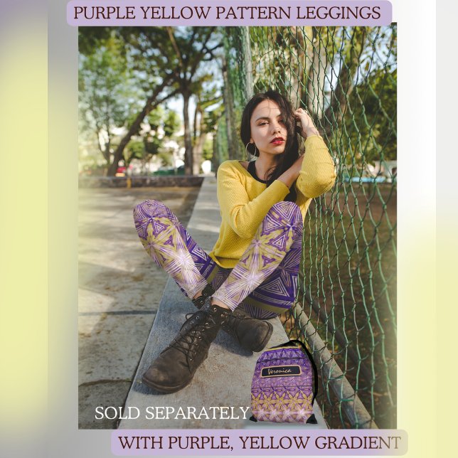 Lila Gult Star Mönster Leggings (Purple Yellow Star pattern leggings and matching string bag sold separately)