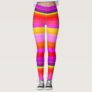 Lila gult, stripe-, kreativ leggings