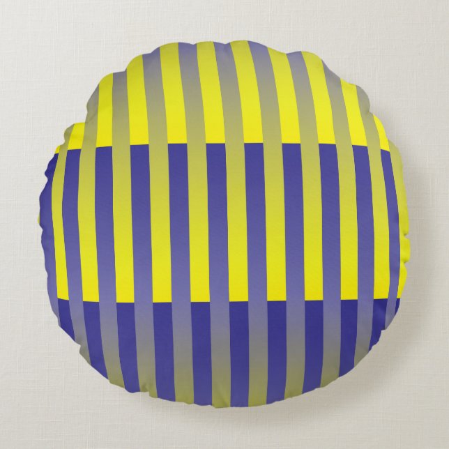 Lila Gult stripe Mönster Rund Kudde (Framsidan)