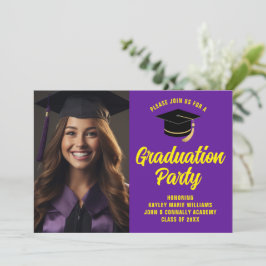 Lila Gult Student Photo 2025 Studentfest Inbjudningar