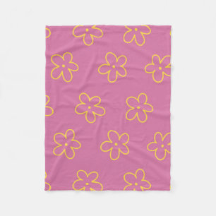 Lila Gult Tropical Blommigt Botanical Summer Fleecefilt