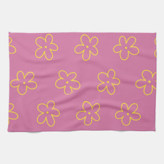 Lila Gult Tropical Blommigt Botanical Vår Kökshandduk