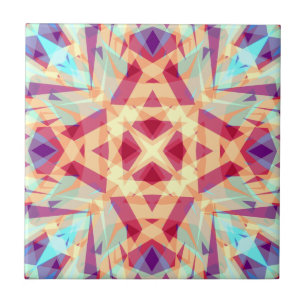 Lila Gult Turcos Red Geometric Moroccan Cu Kakelplatta