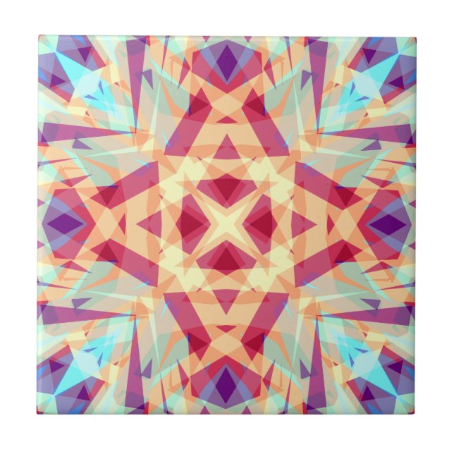 Lila Gult Turcos Red Geometric Moroccan Cu Kakelplatta (Framsidan)