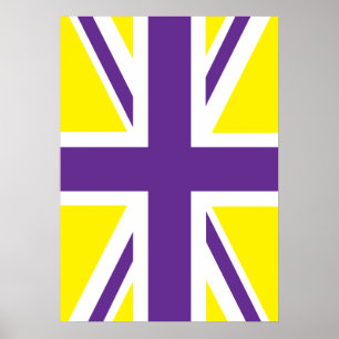 Lila Gult Union Jack British(UK) Flagga Poster