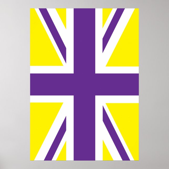 Lila Gult Union Jack British(UK) Flagga Poster (Framsidan)