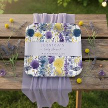 Lila Gult Watercolor Wildblomma Baby Shower