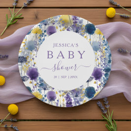 Lila Gult Watercolor Wildblomma Baby Shower