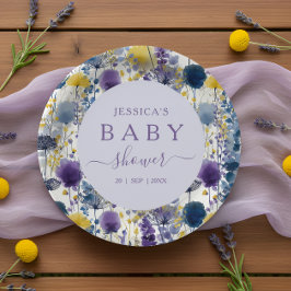 Lila Gult Watercolor Wildblomma Baby Shower