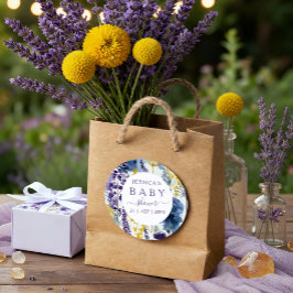 Lila Gult Watercolor Wildblomma Baby Shower Runt Klistermärke