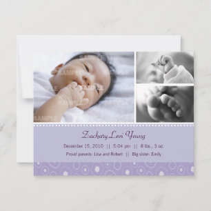 Lila GumDrop Birth Meddelande