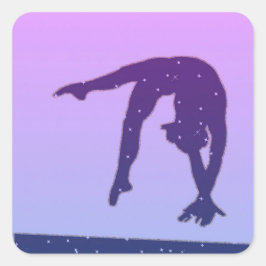 Lila Gymnastics Balance Beam Stickers Fyrkantigt Klistermärke