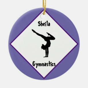 Lila Gymnastics Personlig Julgransprydnad Keramik