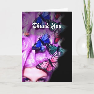 Lila Hair Butterfly Dam Anpassade Card Tack Kort