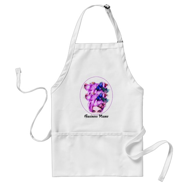Lila Hair Butterfly Dam Apron 3 Förkläde (Framsidan)