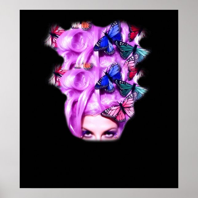 Lila Hair Butterfly Dam Poster/Skriv ut 5 Poster (Framsidan)