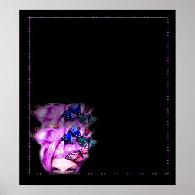 Lila Hair Butterfly Dam Poster/skriver ut Poster (Framsidan)