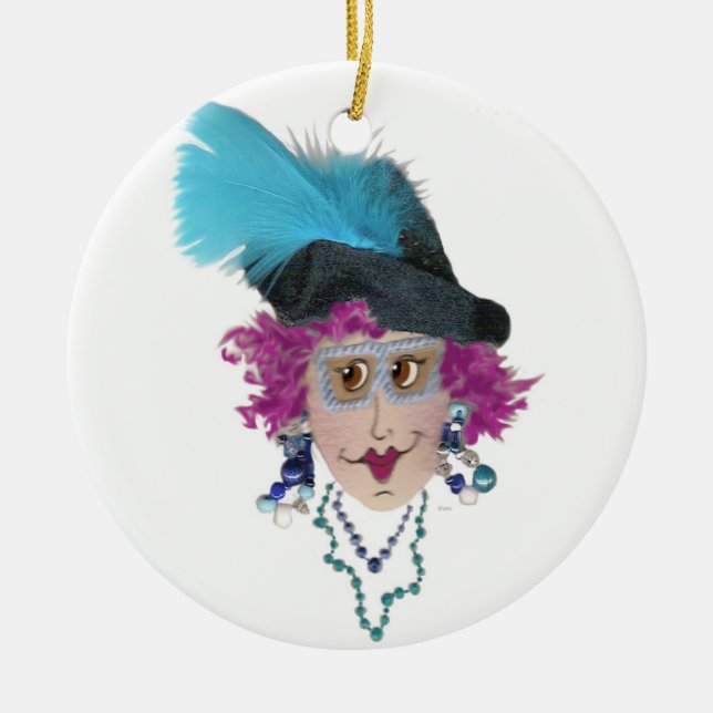 Lila Hair Funny Dam Ornament (Framsidan)