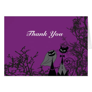 Lila Hallobröllopskatter - tack ditt kort