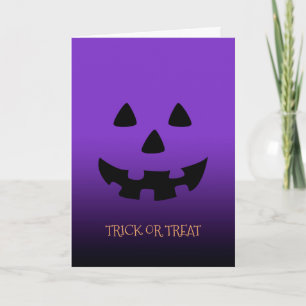 lila Halloween-ansikte-hälsningskort Kort
