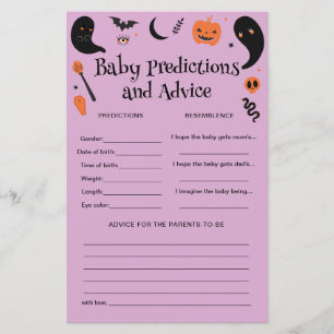 Lila Halloween Baby Shower Baby Predications-spel