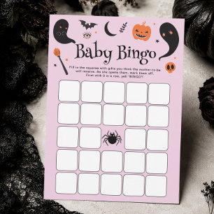 Lila Halloween Baby Shower Bingo Spelkort Inbjudningar