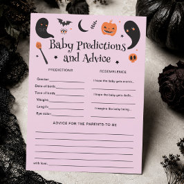 Lila Halloween Baby Shower Förutsägelse Spelkort Inbjudningar