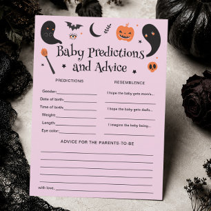 Lila Halloween Baby Shower Förutsägelse Spelkort Inbjudningar