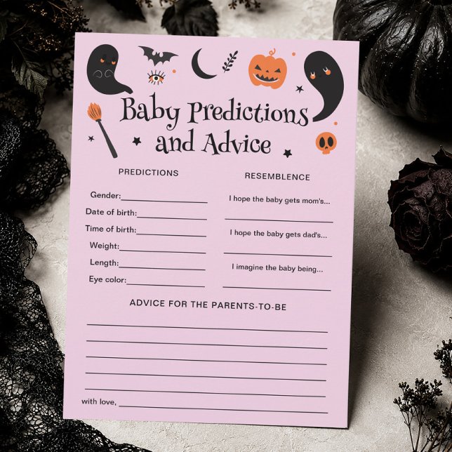Lila Halloween Baby Shower Förutsägelse Spelkort Inbjudningar (Skapare uppladdad)