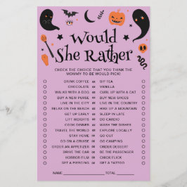 Lila Halloween Baby Shower, skulle hon hellre spel