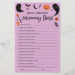 Lila Halloween Baby Shower - Vem känner Mamma bäst