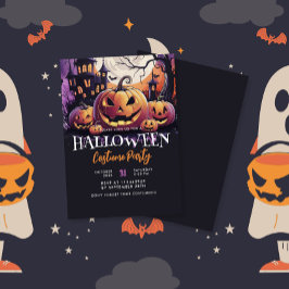 Lila Halloween Costume Party Inbjudningar