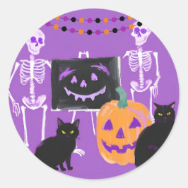 Lila Halloween-dekaler Runt Klistermärke