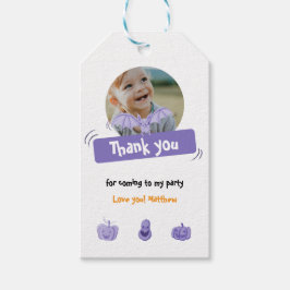 Lila Halloween födelsedagsfest tack Presentetikett